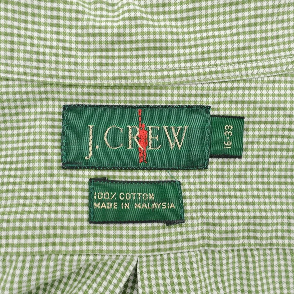 Vintage J‎ Crew Green Gingham Oarsman Button Down Shirt Long Sleeve Men Size L